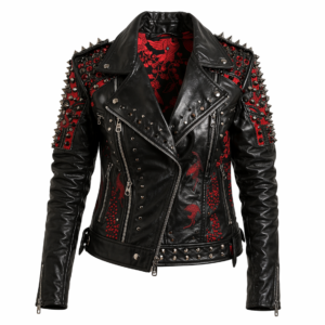 Vintage Leather Jacket With Spikes