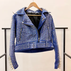 Biker Leather Fashion Jacket With Spikes