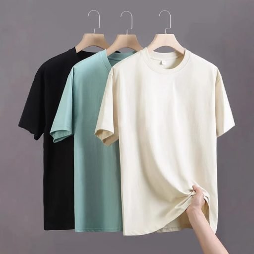 Pure Cotton Short Sleeve T-Shirt Basic Style Unisex Solid White Base Layer Shirt Half Sleeve Trendy